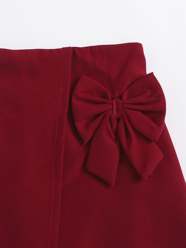 Toddler Girls Solid Bow Front Wrap Skort