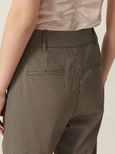 Spandex Cropped Gingham Tailored Pants