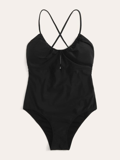 Plus Crisscross One Piece Swimsuit