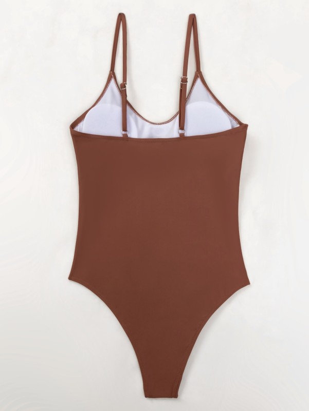 Solid One Piece Swimsuit