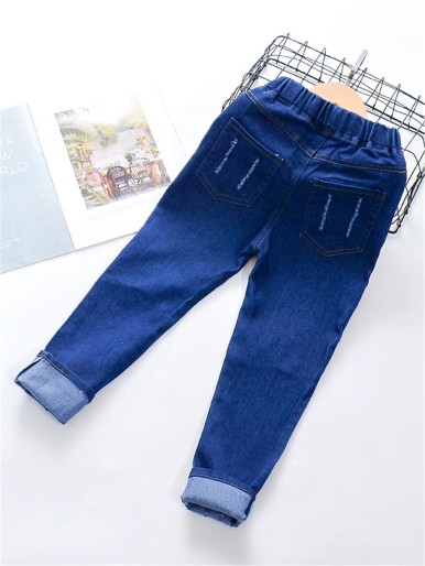 Toddler Girls Cartoon Embroidery Jeans