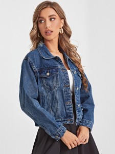 Flap Detail Drop Shoulder Denim Jacket