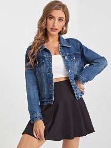 Flap Detail Drop Shoulder Denim Jacket