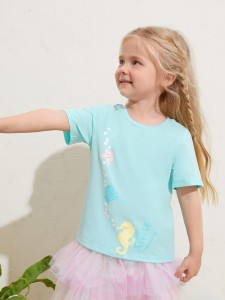 Toddler Girls Seahorse Print Tee