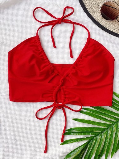 Knot Front Halter Bikini Top