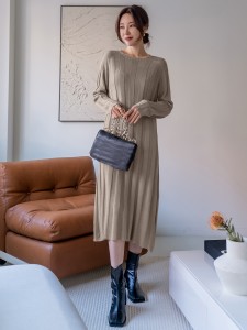 Solid Raglan Sleeve Sweater Dress