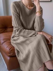 Solid Raglan Sleeve Sweater Dress