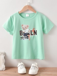 Boys Bear & Slogan Print Tee