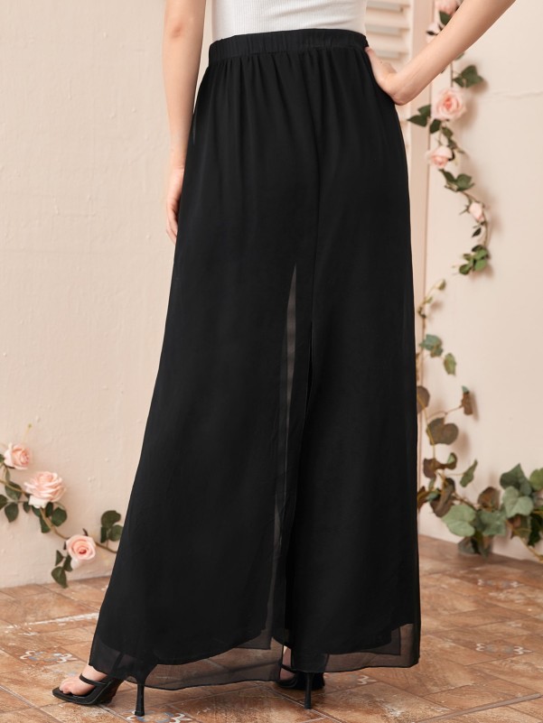 Maternity Solid Draped Wide Leg Pants