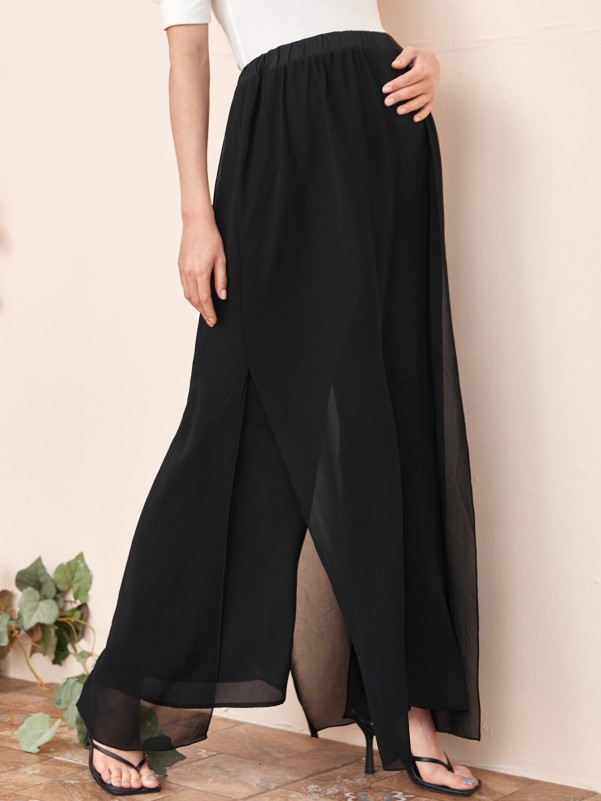 Maternity Solid Draped Wide Leg Pants