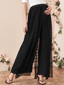 Maternity Solid Draped Wide Leg Pants