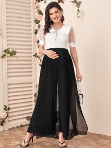 Maternity Solid Draped Wide Leg Pants