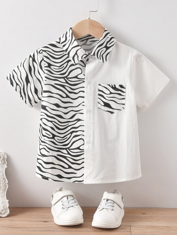 Toddler Boys Contrast Zebra Striped Shirt