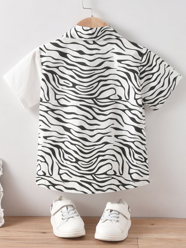 Toddler Boys Contrast Zebra Striped Shirt