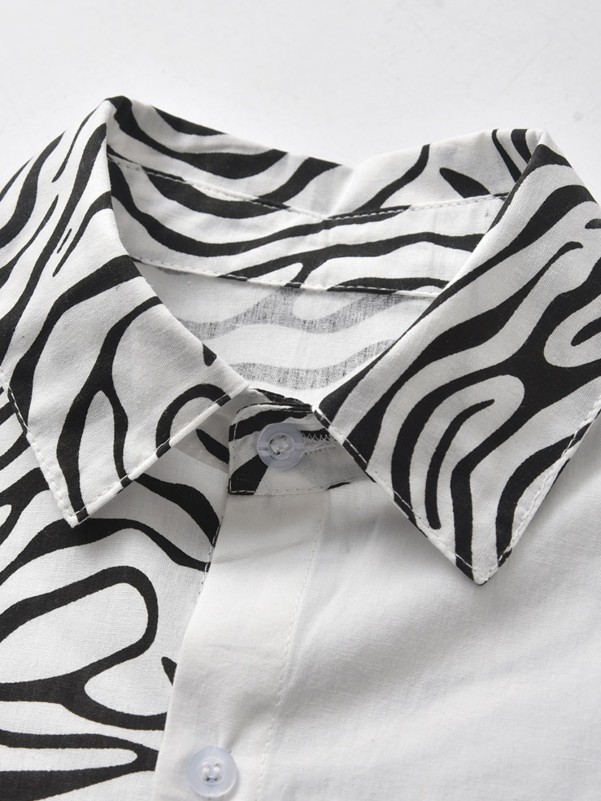 Toddler Boys Contrast Zebra Striped Shirt