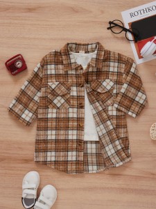 Toddler Girls Plaid Pocket Front Coat