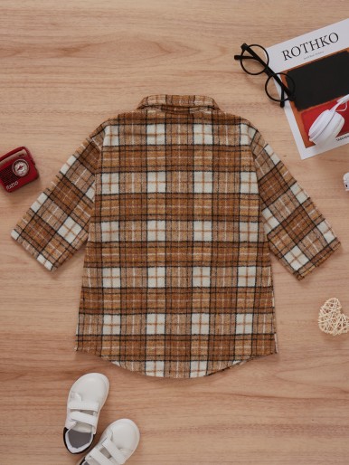 Toddler Girls Plaid Pocket Front Coat