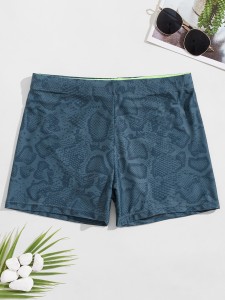 Men Snakeskin Print Square Leg Swim Trunks