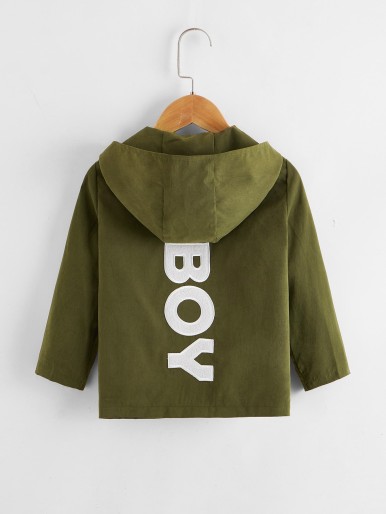 Toddler Boys Letter Graphic Hooded Coat