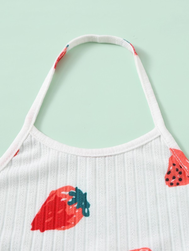 Girls Strawberry Print Halter Top