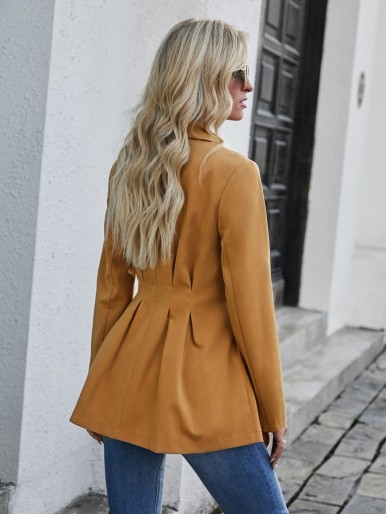 Double Breasted Fold Pleated Blazer