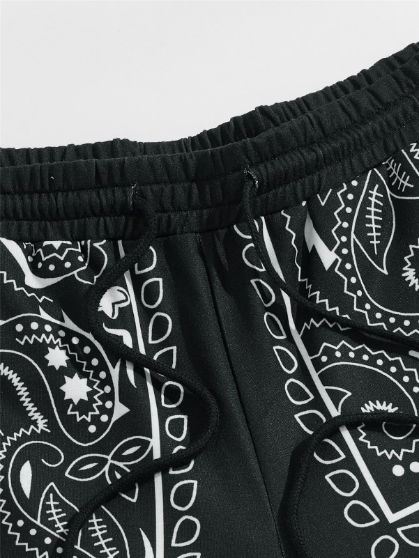 Men Paisley Print Drawstring Waist Sweatpants