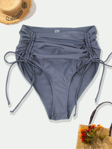 Ruched Drawstring Knot Bikini Panty