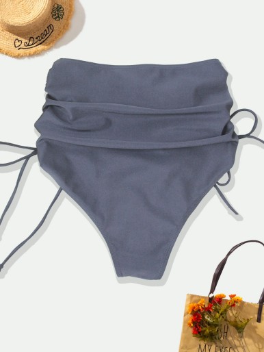 Ruched Drawstring Knot Bikini Panty