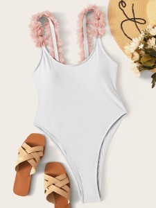 Appliques High Cut One Piece Swimsuit