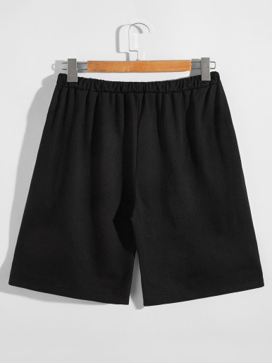 Men Letter Graphic Drawstring Shorts