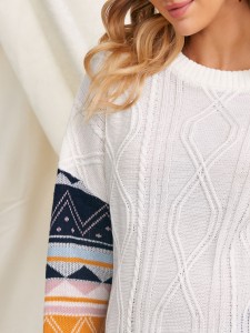 Maternity Geo Sleeve Cable Knit Sweater