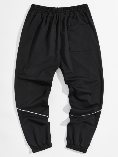 Men Drawstring Waist Slant Pocket Sweatpants