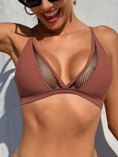 Hollow Out Trim Bikini Top