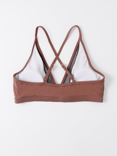 Hollow Out Trim Bikini Top