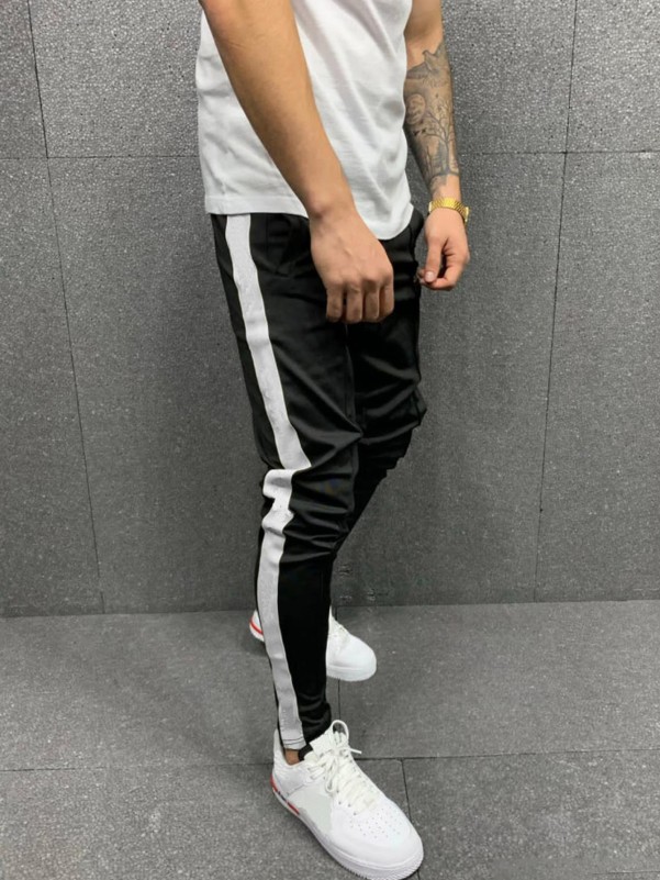 Men Side Stripe Drawstring Sweatpants