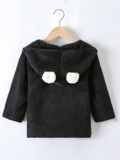 معطف تيدي بتصميم أذن ثلاثي الأبعاد للفتيات الصغيرات