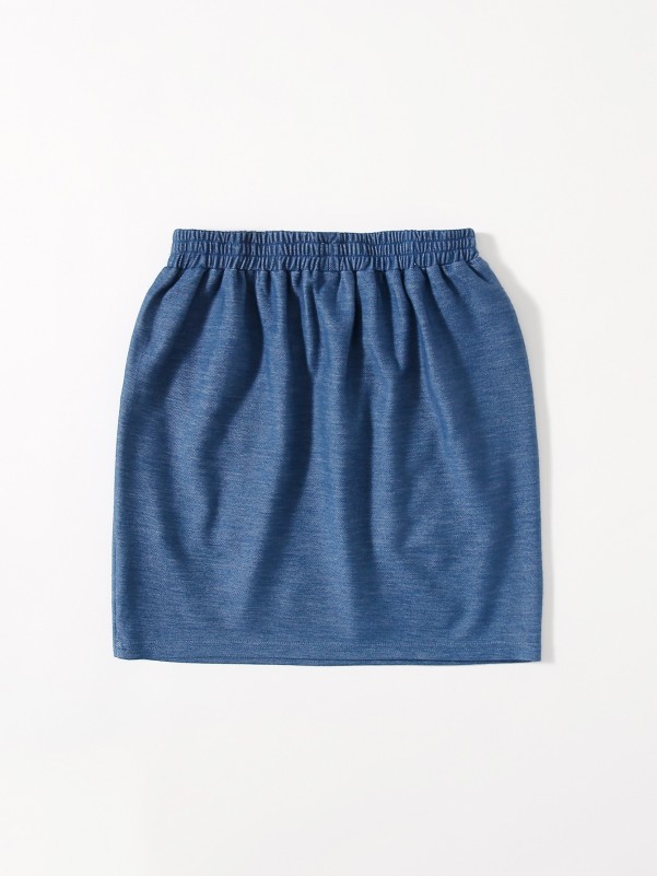 Girls Elastic Waist Slant Pocket Skirt