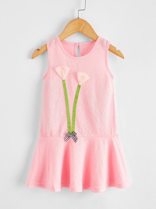 Toddler Girls Bow Front Ruffle Hem Tank Top