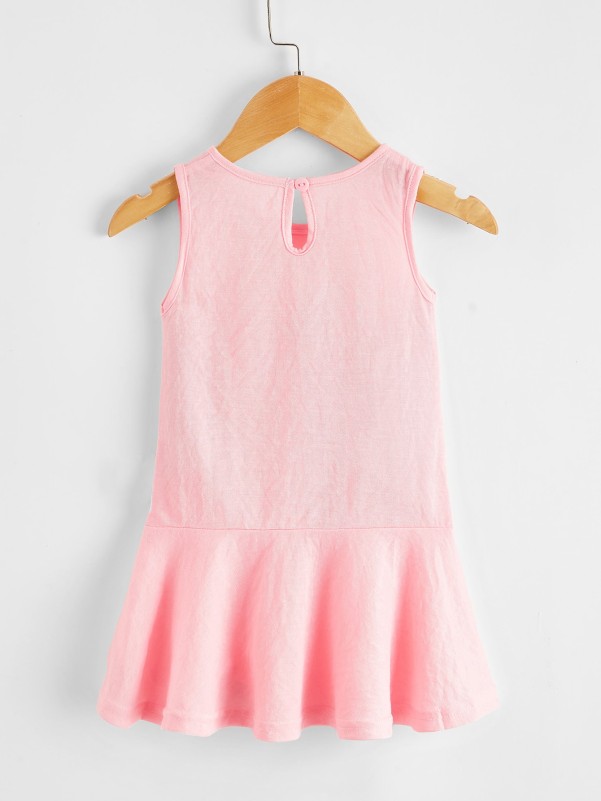 Toddler Girls Bow Front Ruffle Hem Tank Top