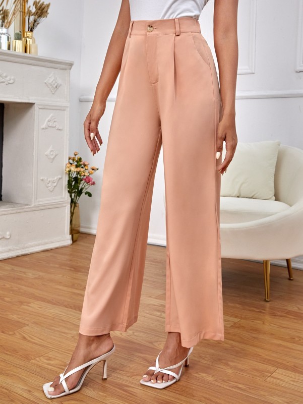 Button Fly Wide Leg Pants