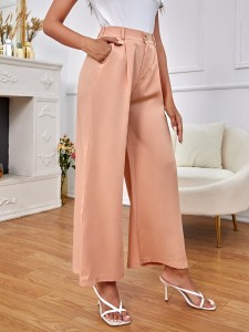 Button Fly Wide Leg Pants