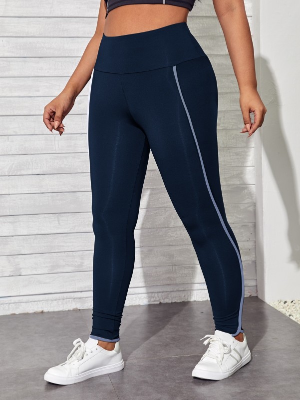 Plus Contrast Binding Sports Leggings