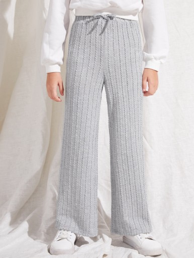 Girls Knot Front Textured Pants