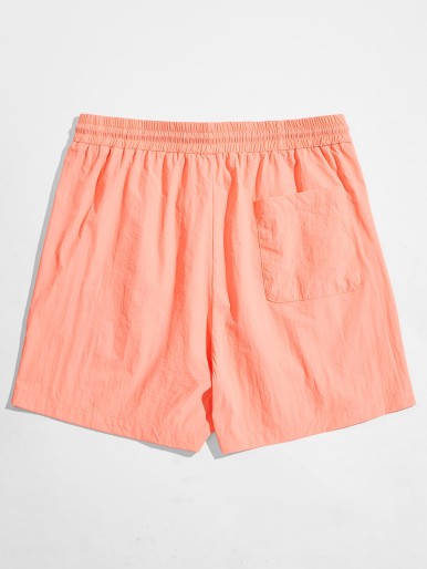 Men Drawstring Waist Solid Shorts