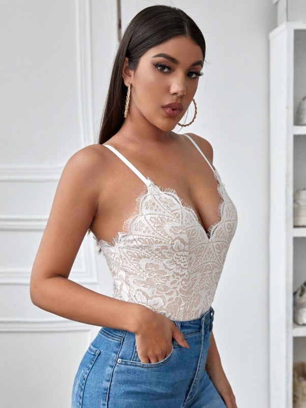 Sheer Lace Cami Bodysuit