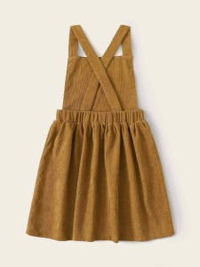 Girls Crisscross Back Embroidered Cord Pinafore Dress