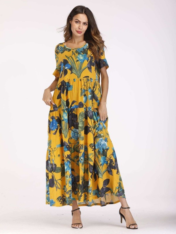 Floral print hidden sale pocket longline dress