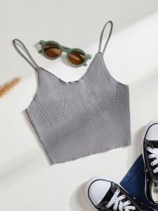 Girls Solid Cami Rib Knit Top