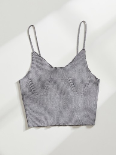 Girls Solid Cami Rib Knit Top