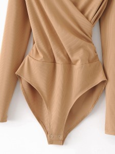 Ribbed Crisscross Surplice Bodysuit